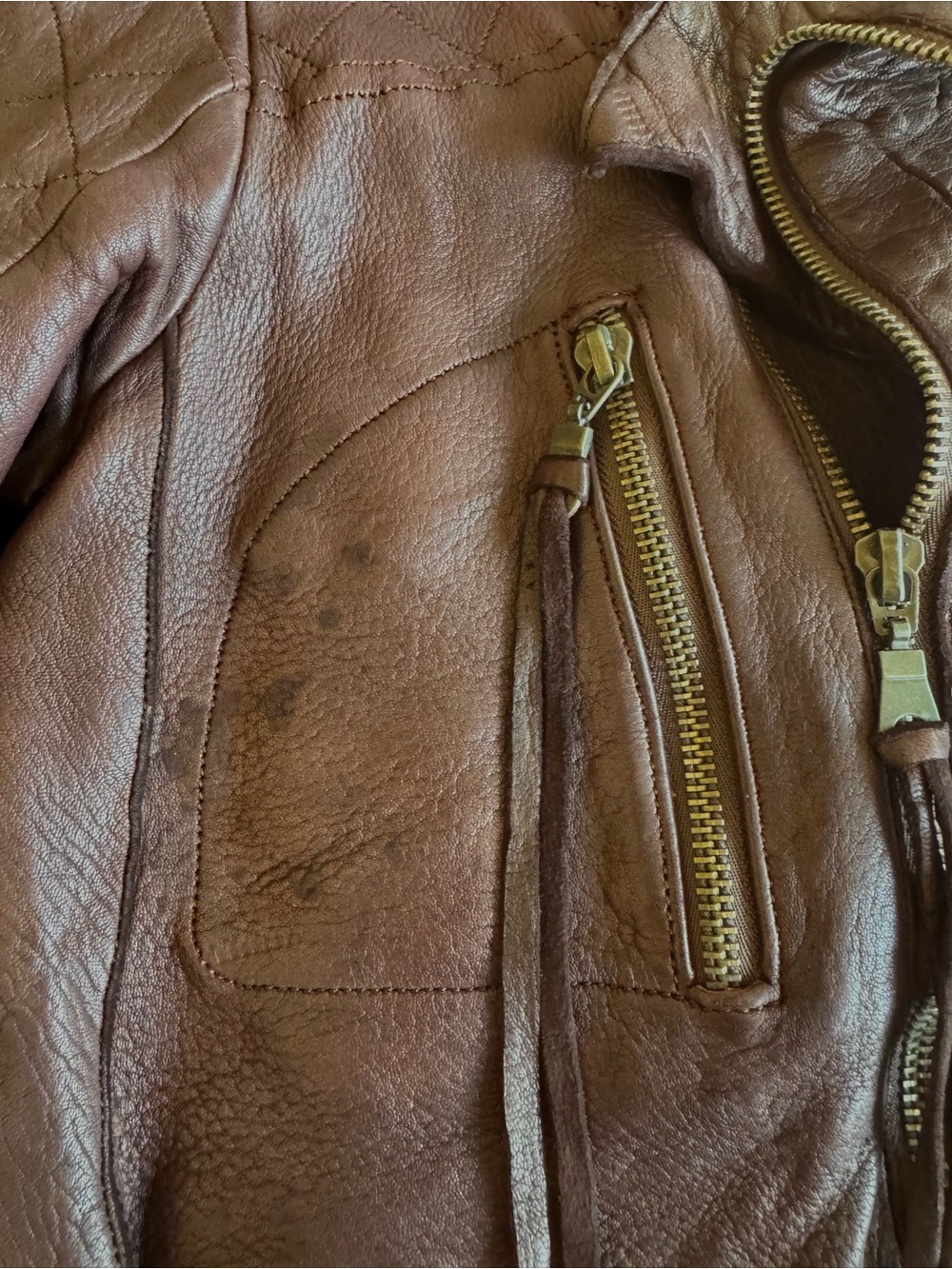 Vintage y2k Christian Peau Burgundy Goat Leather Moto Jacket sz 38 - Picture 13 of 16